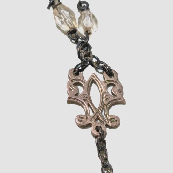 Vintage Catholic Rosary Beads Filigree Sterling Silver Austrian Crystal Patina - Picture 8 of 13